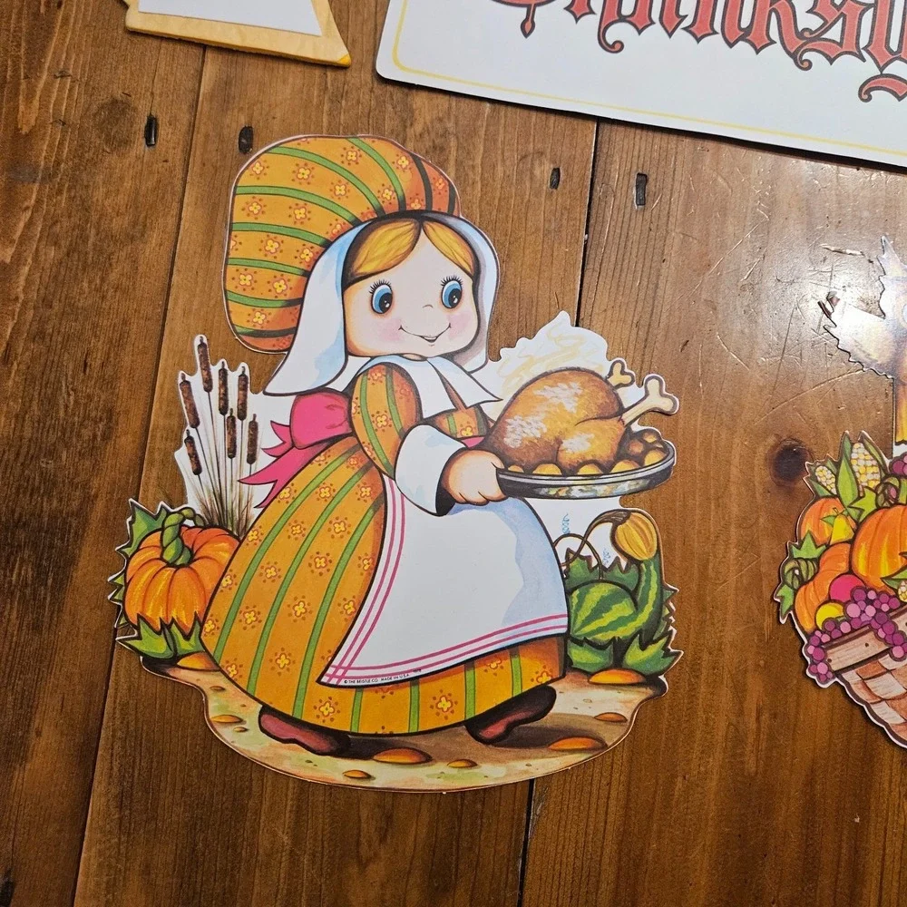 Vintage Beistle Harvest Thanksgiving Decorama 6 Pc Wall Decoration Set USA